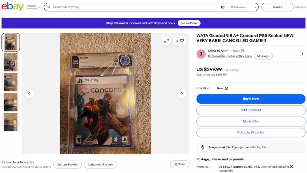 Remember Concord? Its physical copies are now approaching $400 on eBay