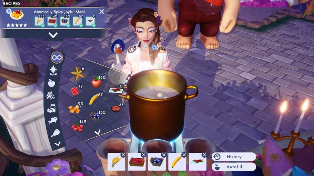 Cooking spicy meal in Disney Dreamlight Valley