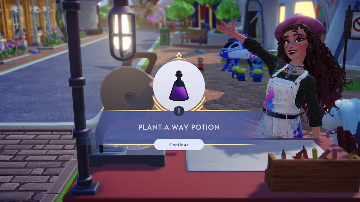 Crafting plant-a-way potion in disney dreamlight valley