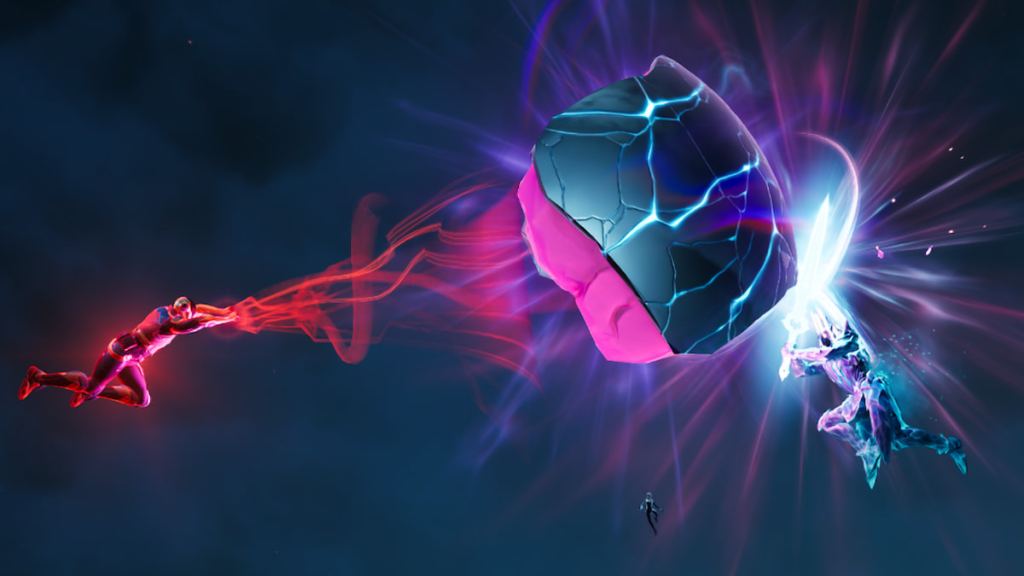 A battle between the foundation and ice king in fortnite live event