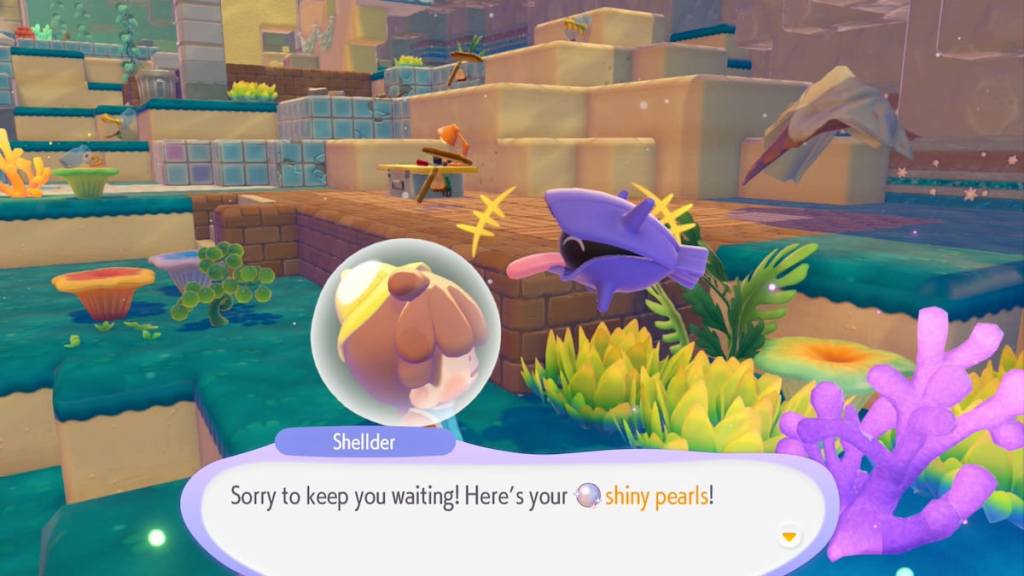 Getting shiny pearls from shellder in pokopia