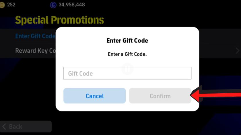 How to redeem eFootball codes step 4