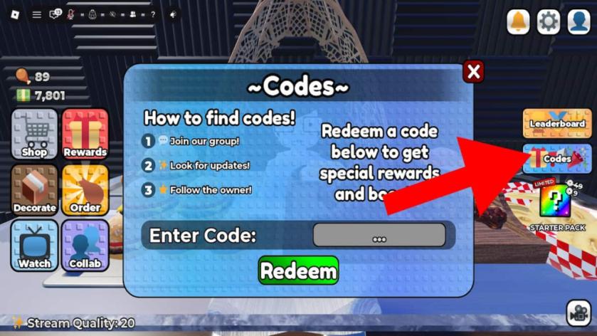 How to redeem codes in Stream a Mukbang 
