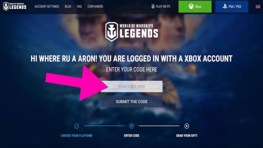 How to redeem WoWSLegends codes