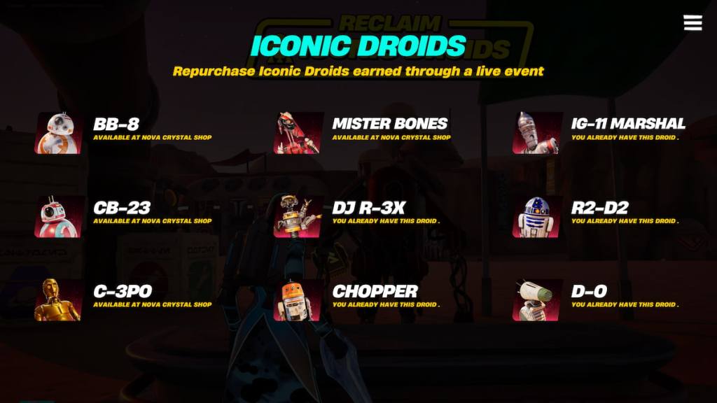 Some iconic droids in fortnite droid tycoon
