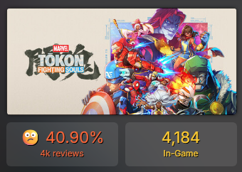 Marvel Tokon SteamDB ratings