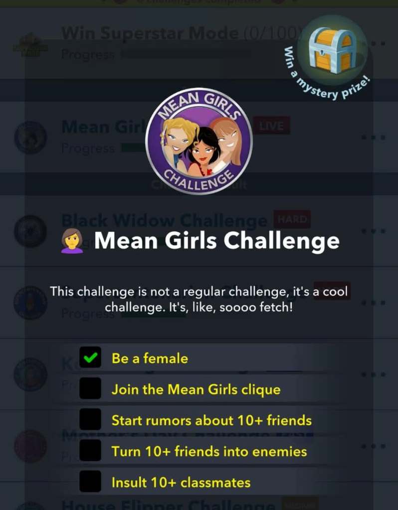 How to complete the Mean Girls challenge in BitLife