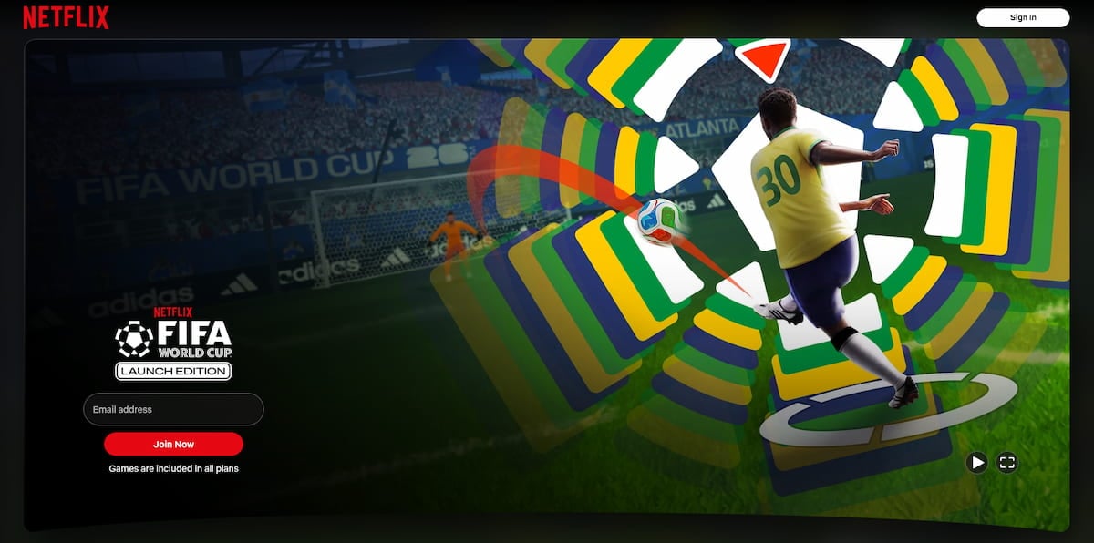 The Netflix screen for FIFA World Cup: Launch Edition.