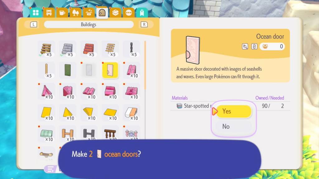 Crafting ocean doors in pokopia