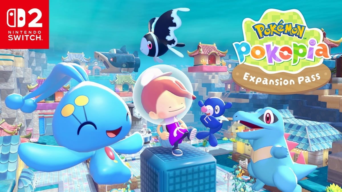 Pokopia Bubbly Basin art with ditto and other pokemon swimming underwater