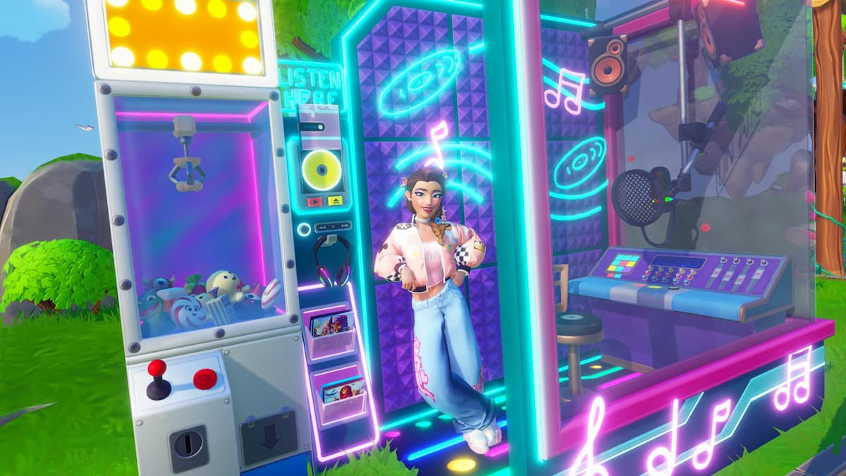 Player posing with pop city star path rewards in disney dreamlight valley