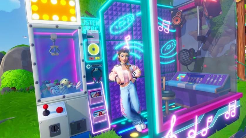 Player posing with pop city star path rewards in disney dreamlight valley