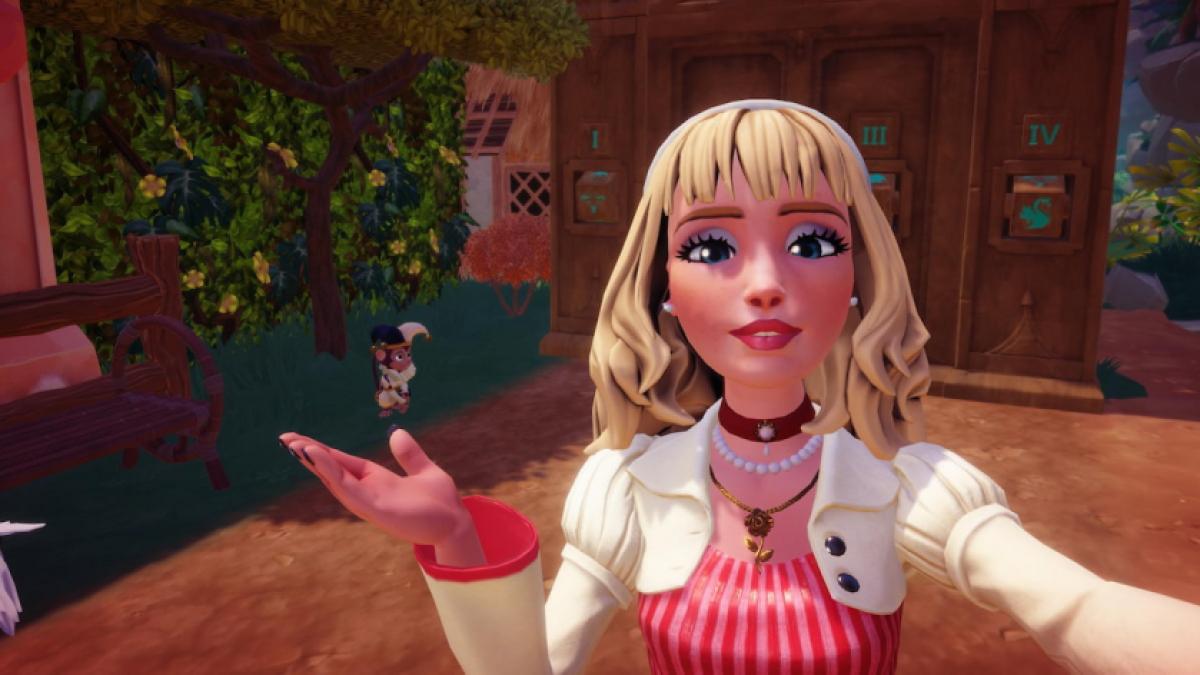 Taking picture with monkey in disney dreamlight valley