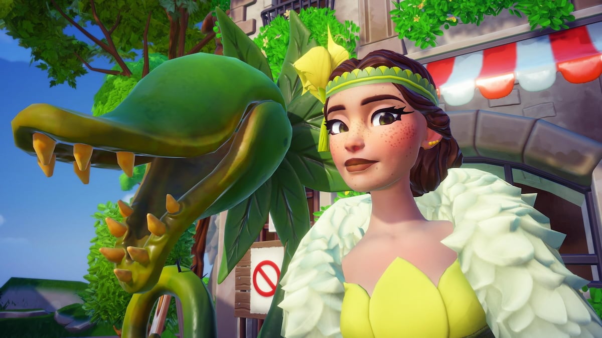 Taking picture with carnivorous plant in disney dreamlight valley