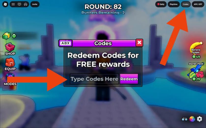 snipers vs runners how to redeem codes