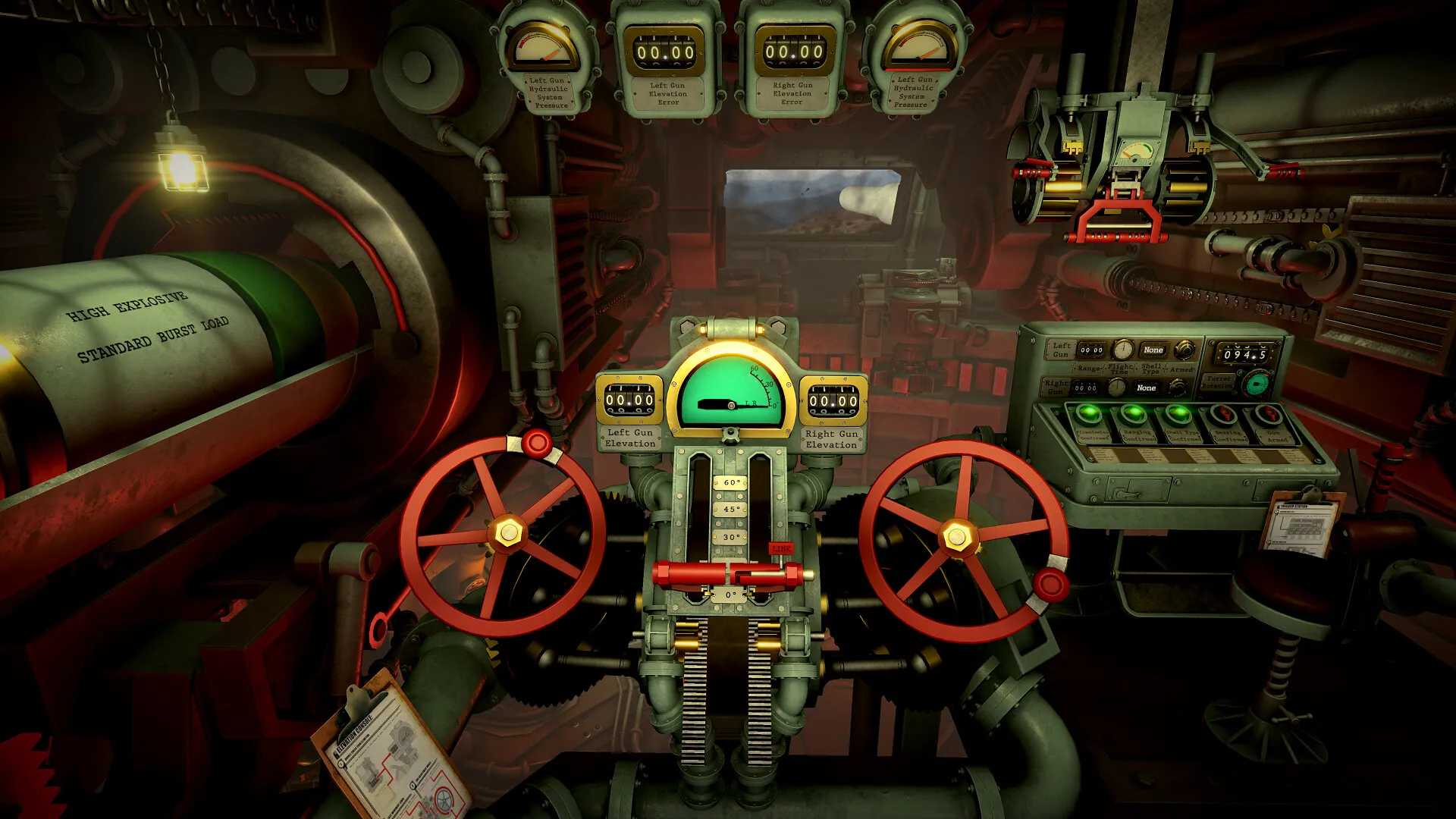 Using the wheel to move the turrent guns