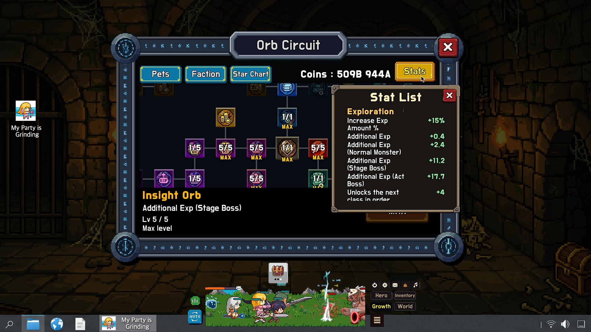 Skills in My Party is Grinding