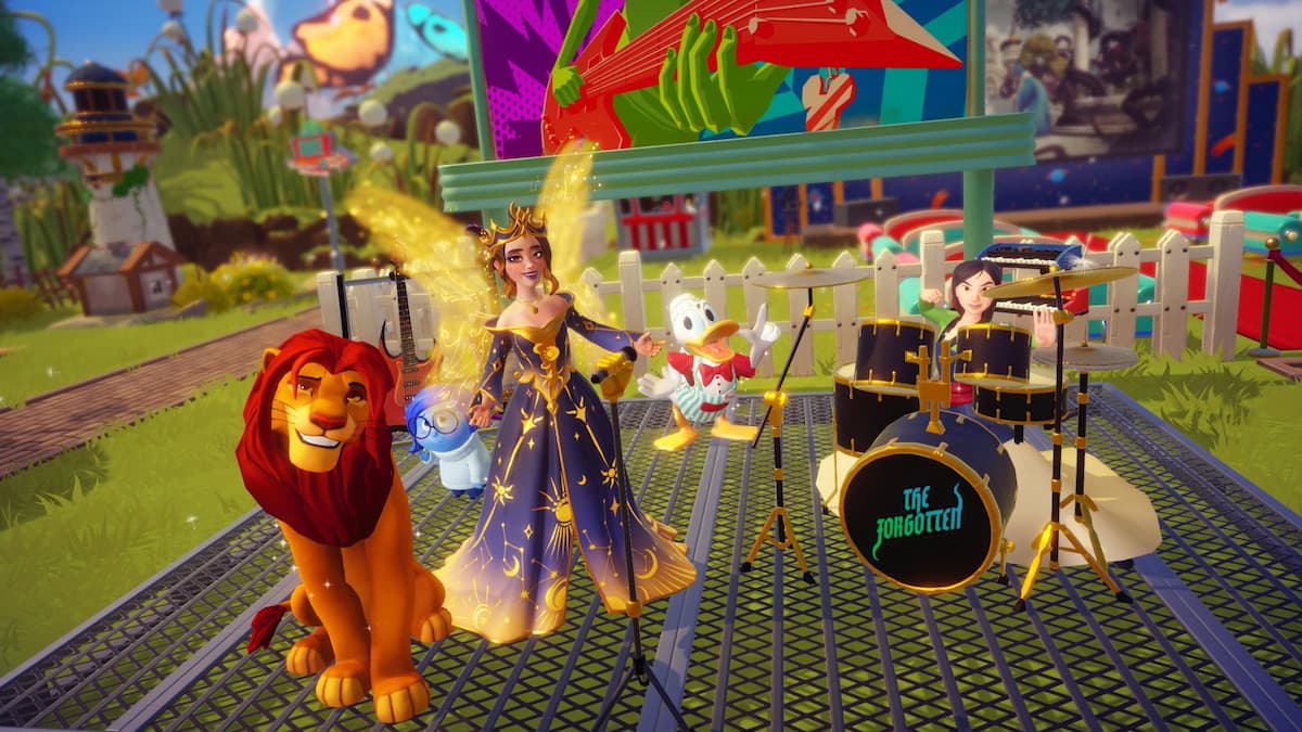 Standing on rock concert stage in disney dreamlight valley