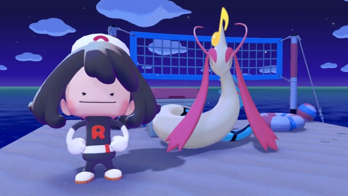 Standing with Milotic in Pokopia