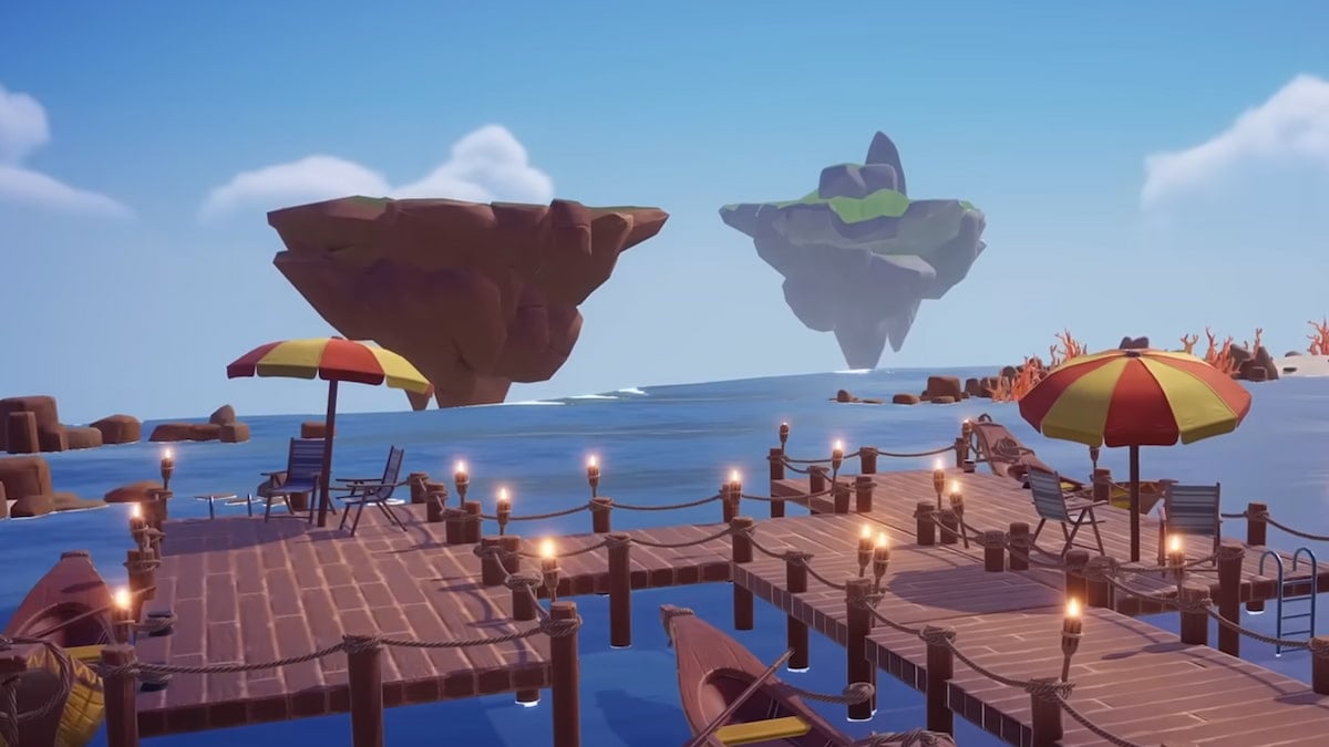 summer sizzle event lake dock in disney dreamlight valley