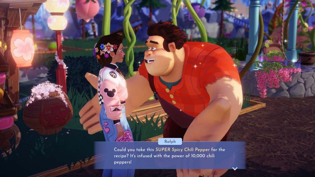 Talking to Ralph about cooking spicy meal in Disney Dreamlight Valley