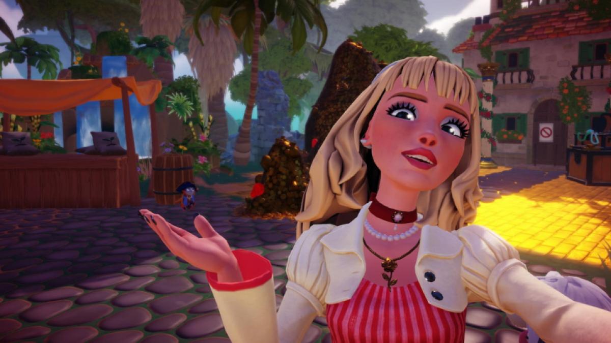 Taking picture with monkey in disney dreamlight valley