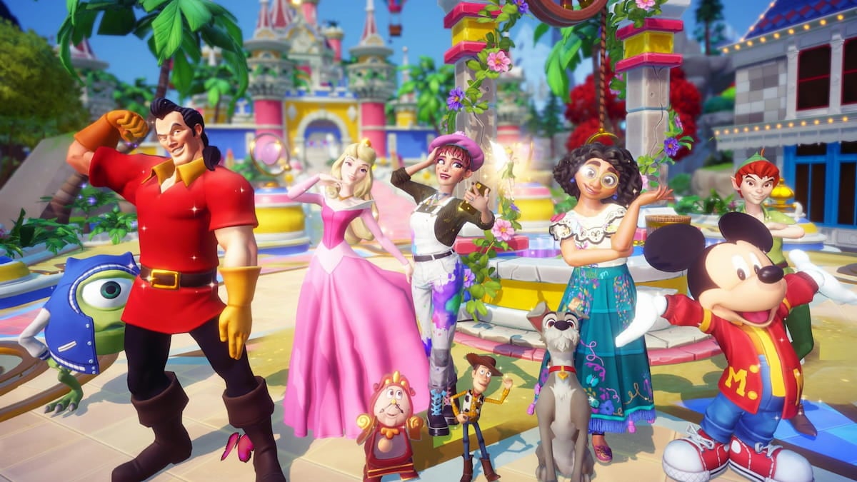 Wearing punk cut hair while standing with villagers in disney dreamlight valley