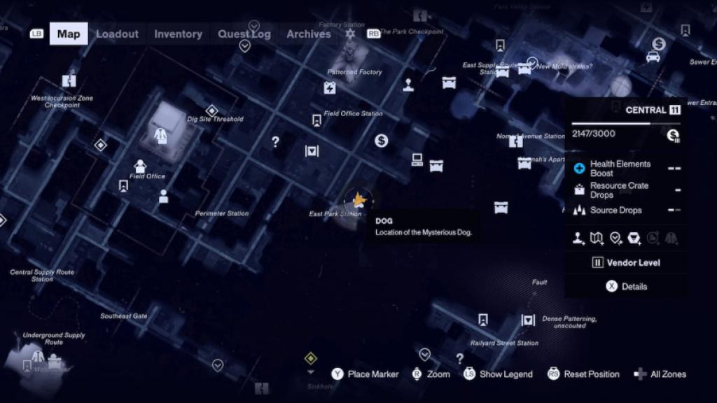 The location for the dog in Central in CONTROL Resonant.