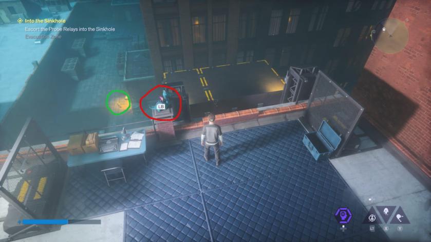 The dog toy is highlighted in red in CONTROL Resonant's Park zone, while the dog is marked in green.