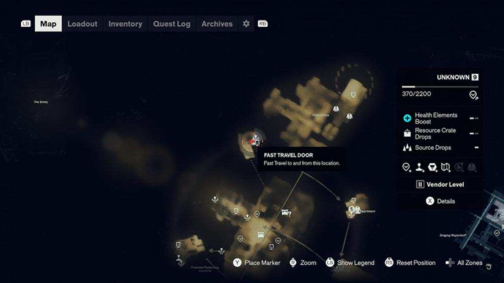 The location for CONTROL Resonant's dog in the Unknown Zone.