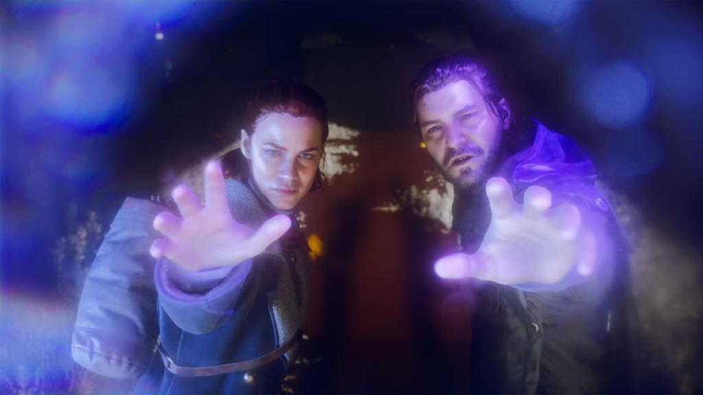 Dylan and Jesse Faden have their hands stretched out, channeling paranatural energy in CONTROL Resonant.