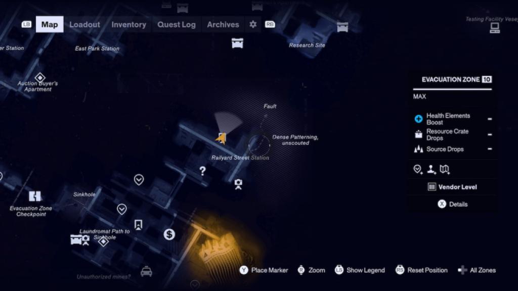The location for the Fault north in the Evacuation Zone in CONTROL Resonant.