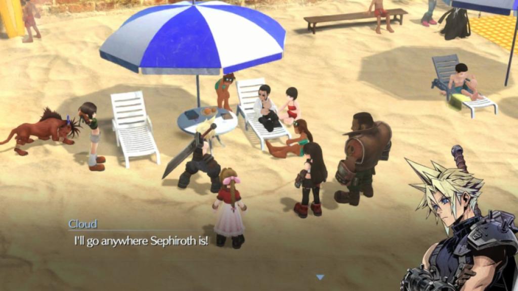 Final Fantasy VII Ever Crisis beach scene.