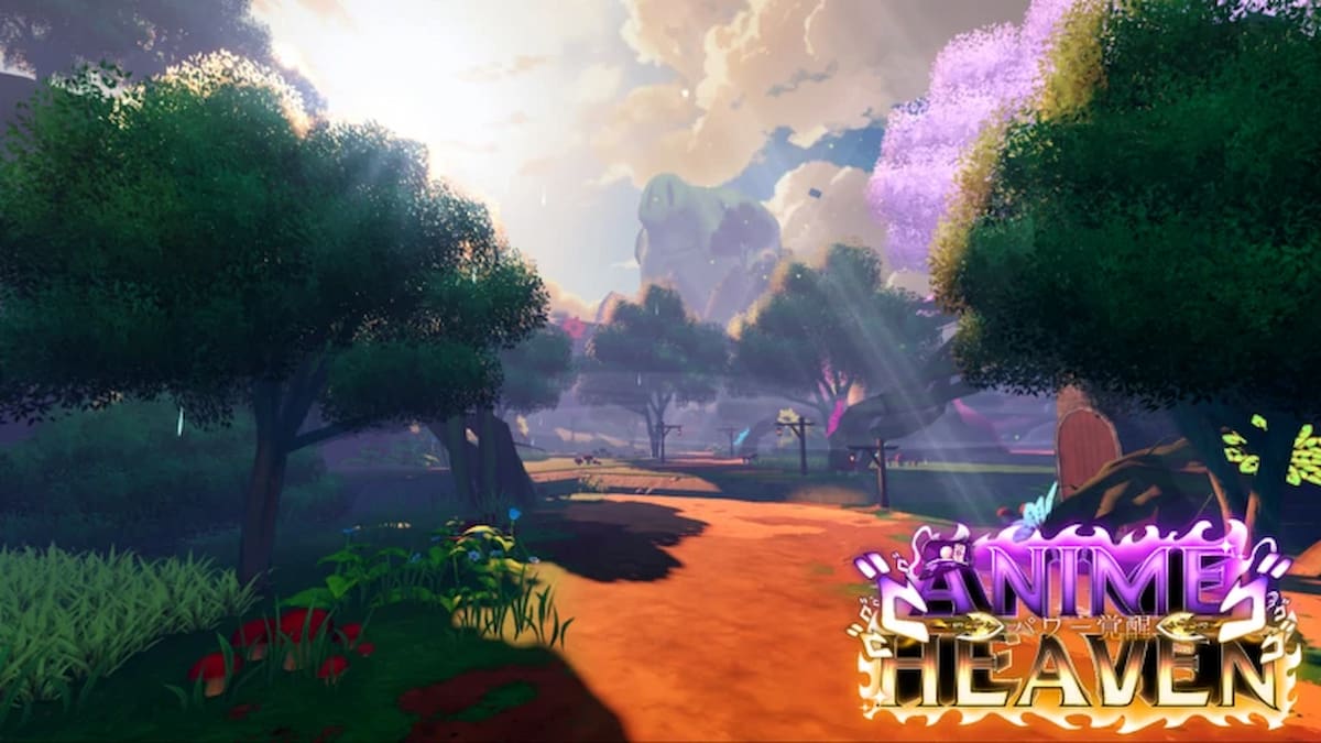 Anime Heaven featured image showing a colorful fantasy landscape with trees, mountains, and a glowing path beneath the Anime Heaven logo.