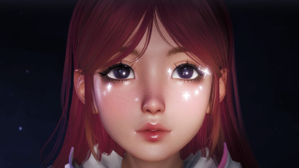 Up close player face with face paint in Aniimo.