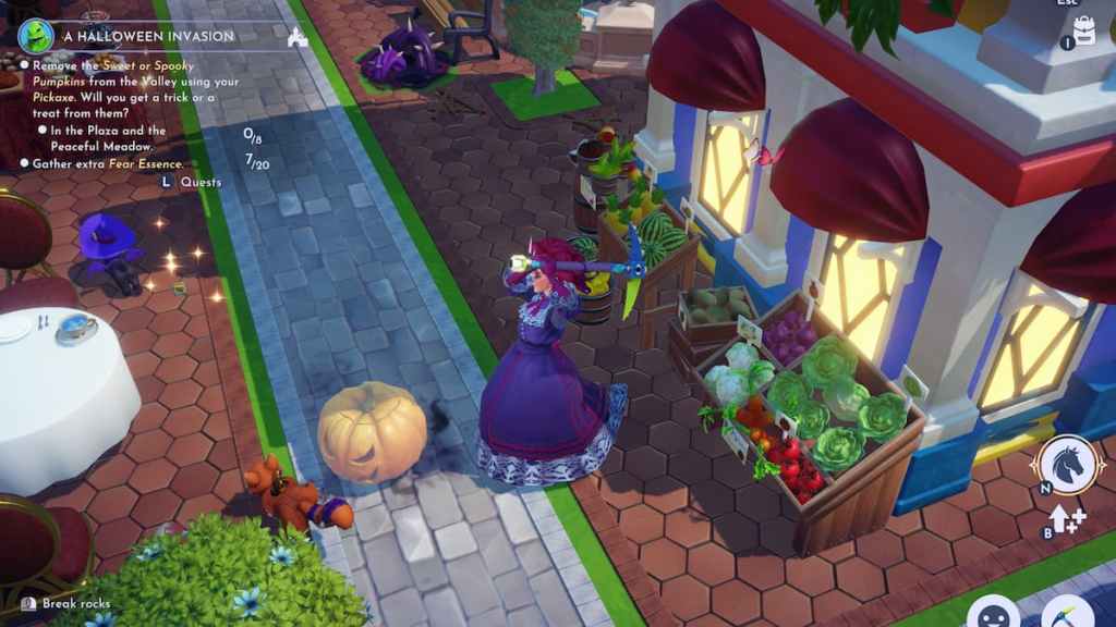 Breaking a pumpkin in disney dreamlight valley