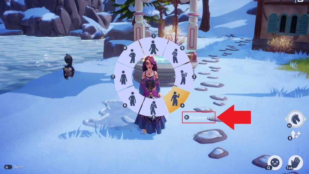 customize emote wheel option marked in disney dreamlight valley