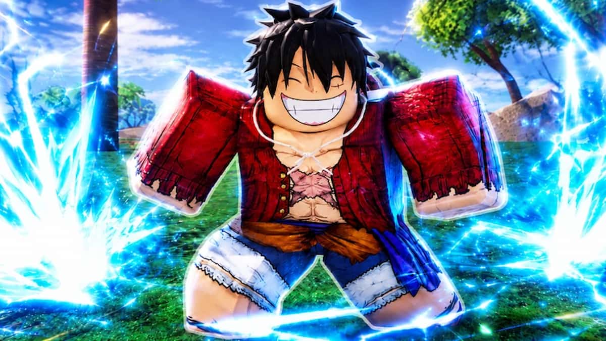 Devil Fruit Arena featured image showing a smiling anime-inspired Roblox fighter surrounded by glowing blue energy effects.