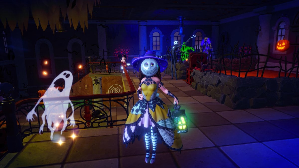 Holding ghost lantern by ghost in disney dreamlight valley