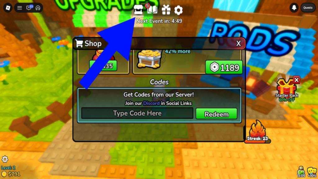 How to redeem codes in Deep Fishing