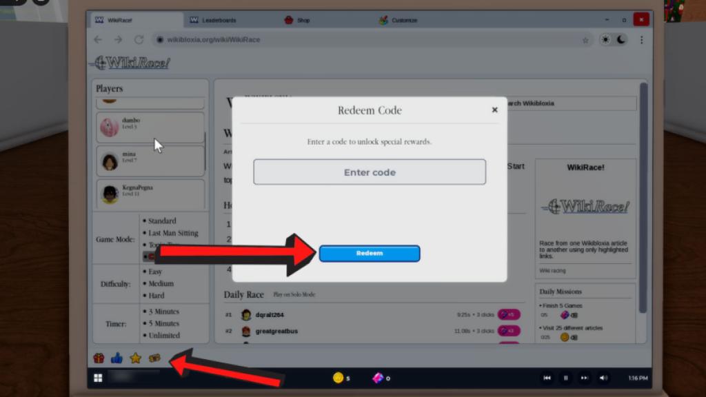 How To Redeem WikiRace Roblox Codes
