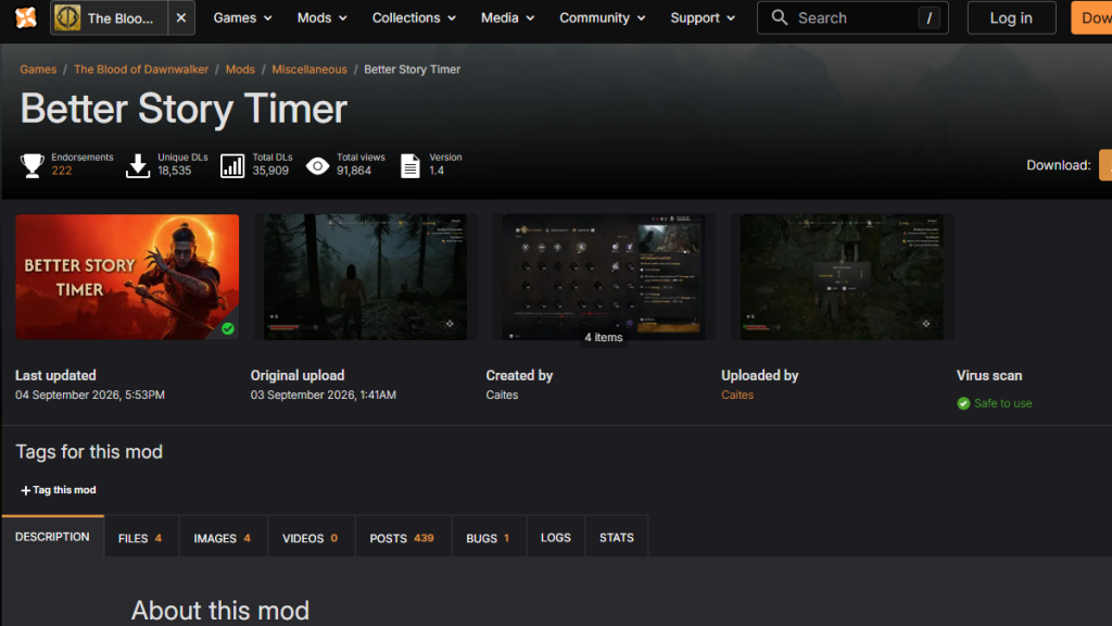 Blood of Dawnwalker time mod. 