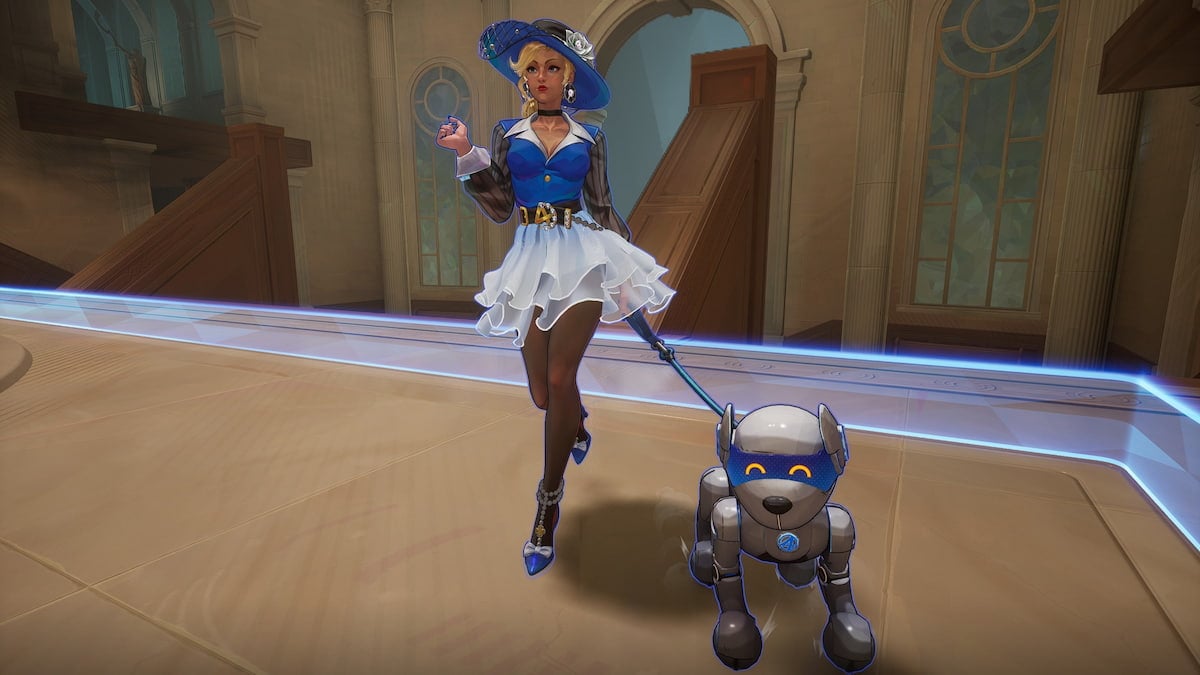 Invisible woman walking a robot dog by the area where Necro-Constructs left behind by Gorr spawn in the God Quarry in Marvel Rivals