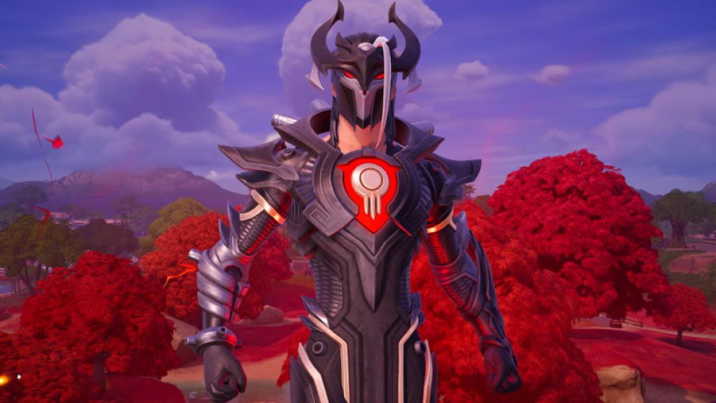 Geno flying in air in red bubble in fortnite