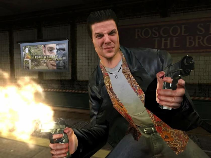 A pixelated Max Payne 1 in the titular game, using Sam Lake as a face model.