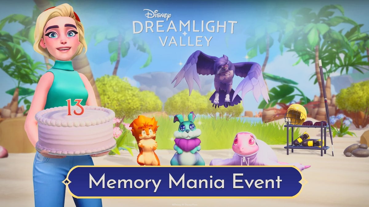 Memory mania event player standing by critter companions in disney dreamlight valley