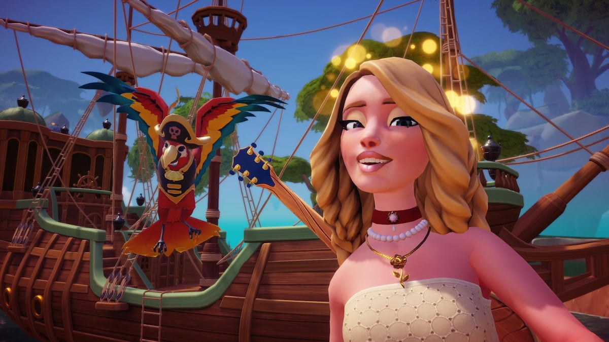 Taking picture with parrot for the quiz puzzle in disney dreamlight valley