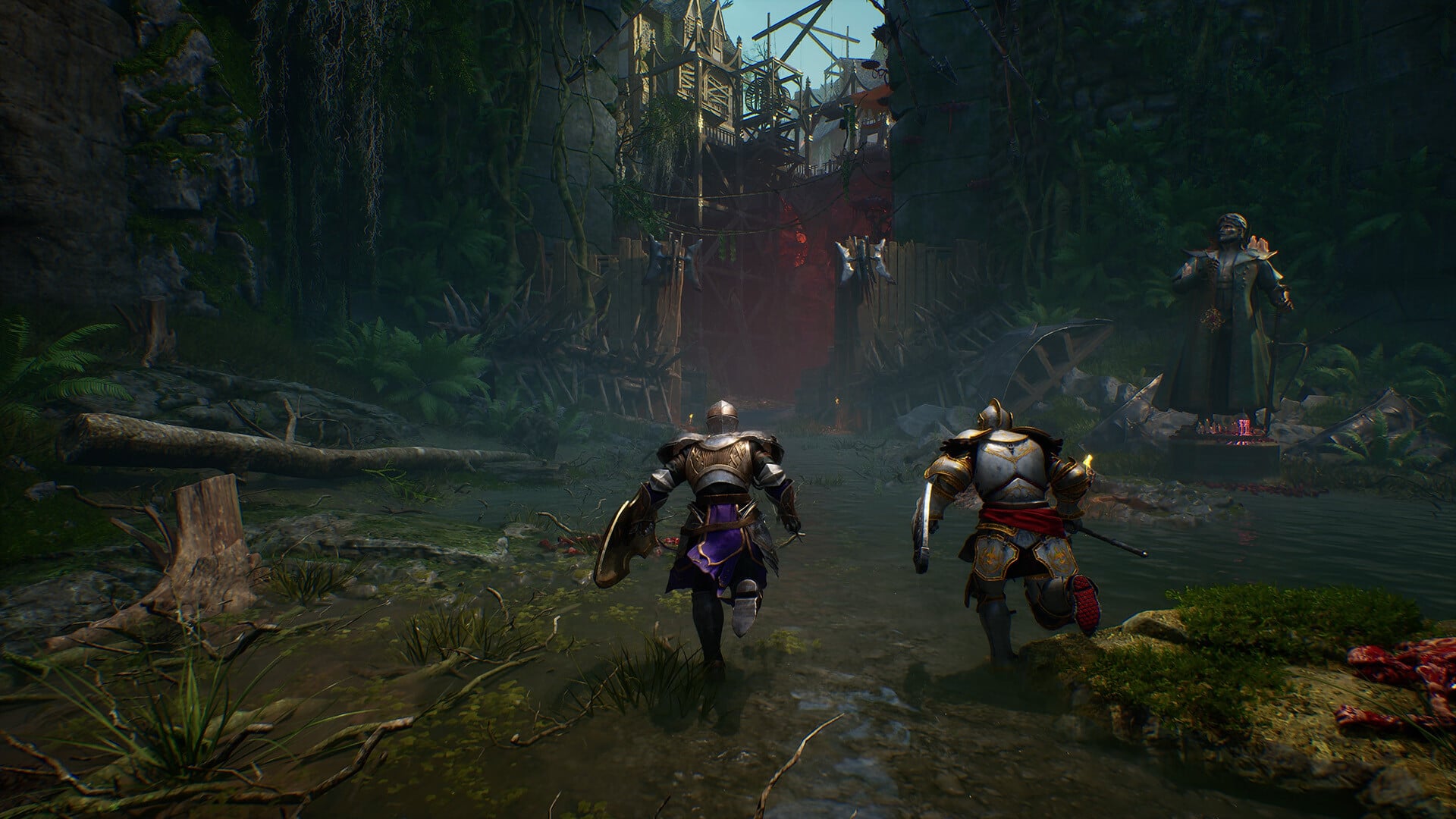 Players fighting in co-op in Crimson Moon
