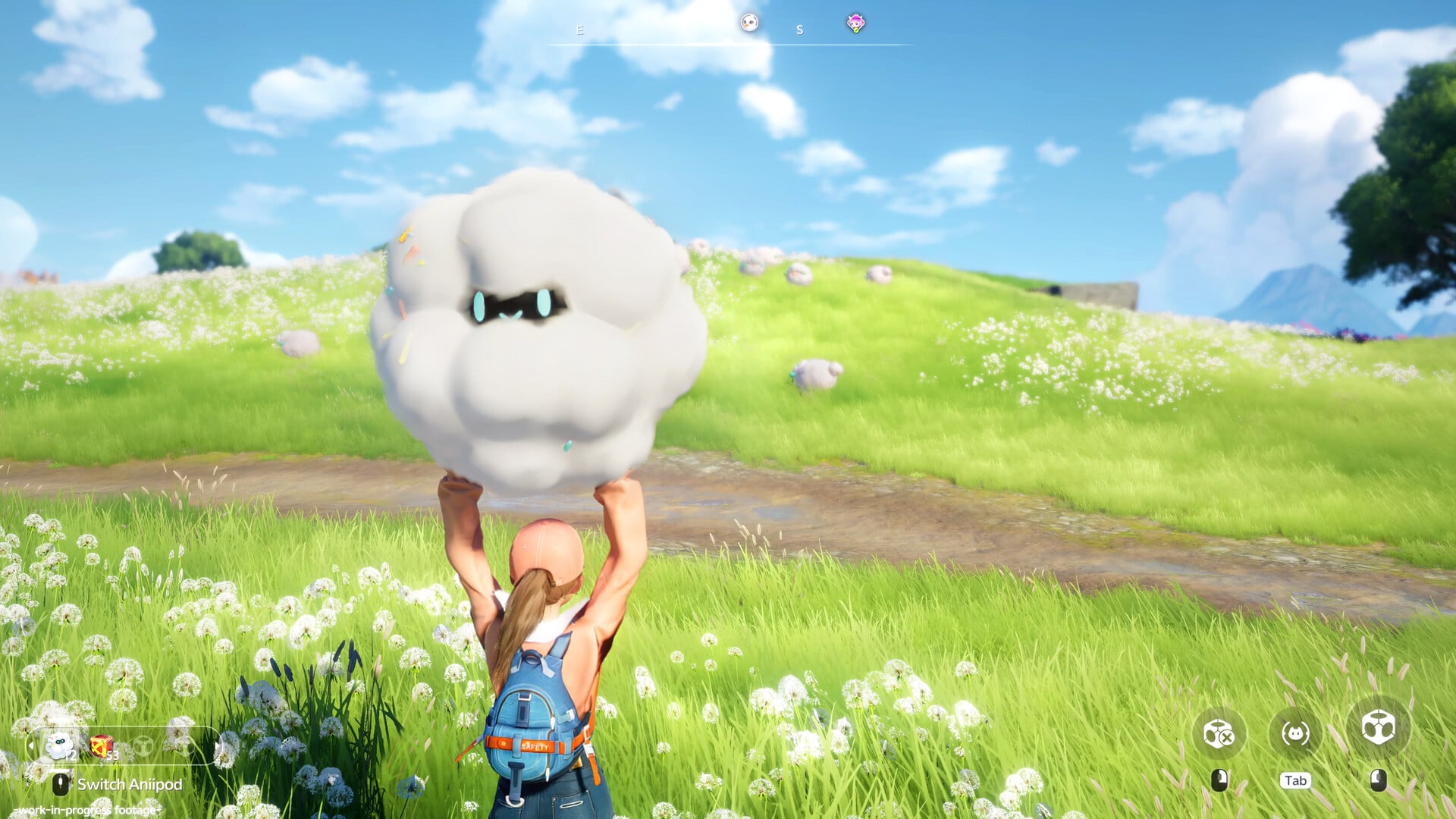 An Aniimo on top of a player's head