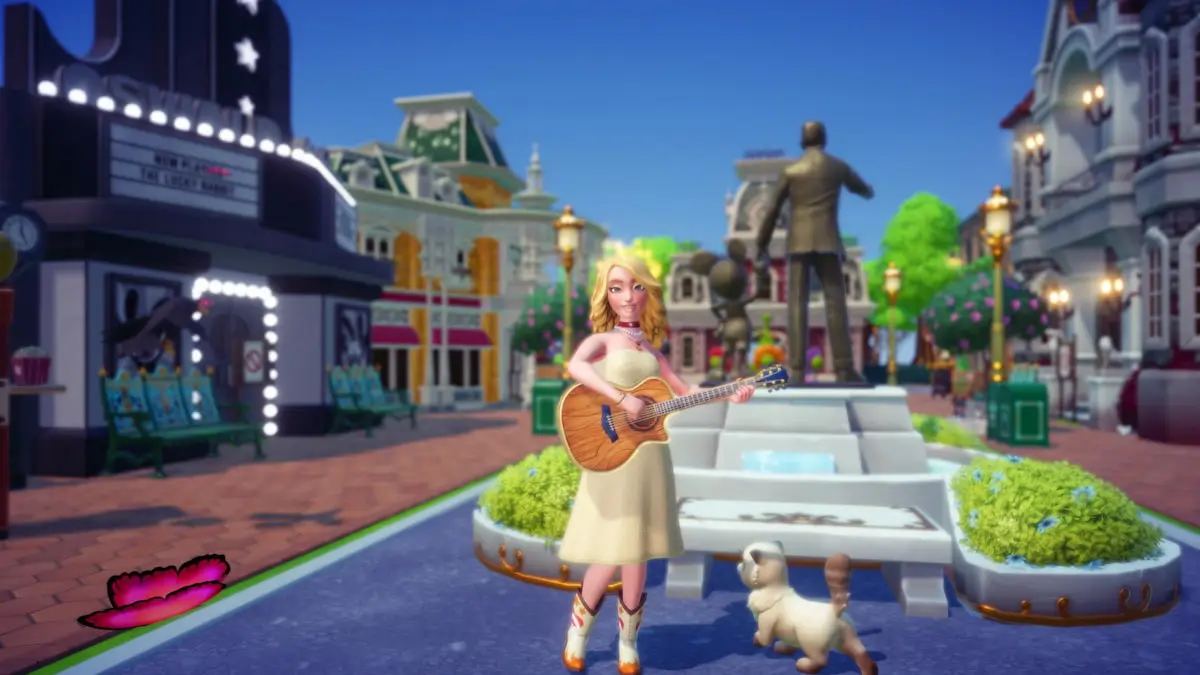 Standing on main street in Parks Floating Festival island in disney dreamlight valley
